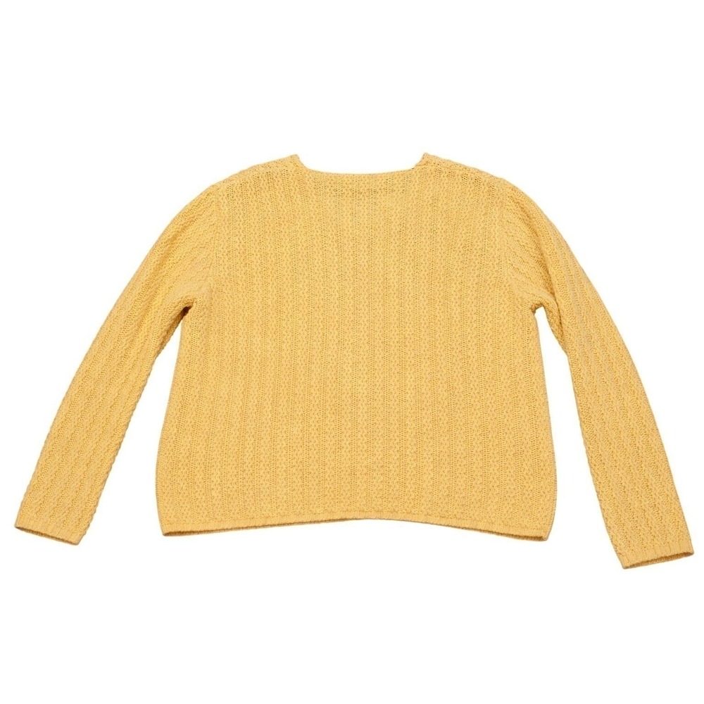 Eddie Bauer Women's Medium Yellow Knit Sweater Crew Neck Textured Casual Cozy - Picture 5 of 13